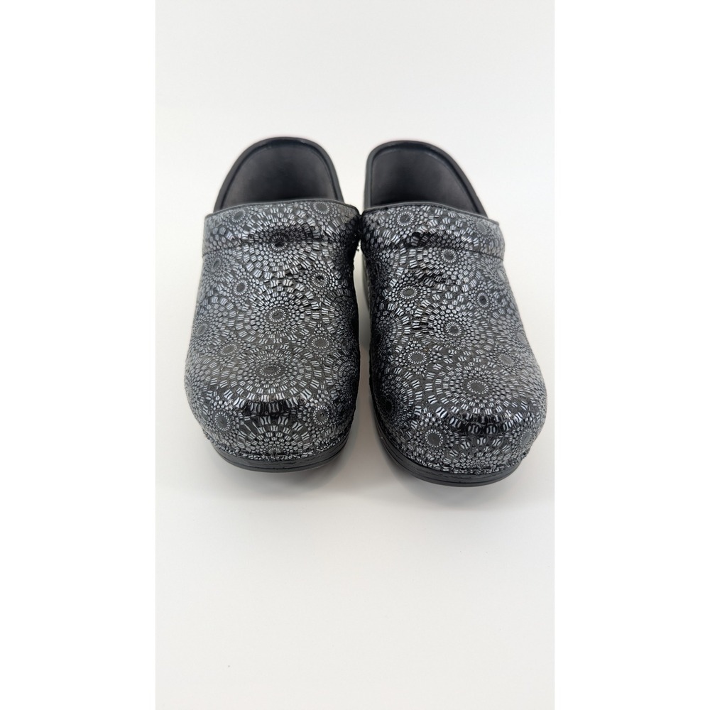 Dansko Professional Clogs Black Silver Geometric Mandala Leather Shoes Womens36W